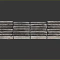 Gray Textured Stone Bricks Stacked In Curved Arrangement On Black Background