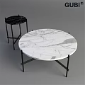 Modern Round Dining Table With White Marble Top And Black Metal Legs
