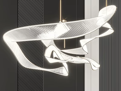 Modern Artistic Chandelier With Sleek Curved Lines And Glossy Finish For Interior Decor 3d model