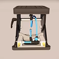 Industrial Mechanical Device With Black Top Platform Blue Pipes And Yellow Connectors