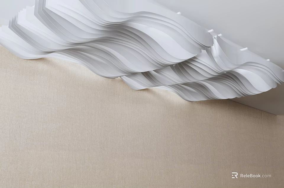 Modern Wavy Ceiling Design For Interior Space 3d model