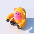 Yellow Monkey Doll With Pink Nose Ears And Black Hands Feet Sitting On Light Background
