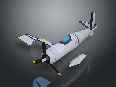 White Airplane Model With Blue Cockpit Propeller Wings Tail And White Component 3d model