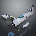 White Airplane Model With Blue Cockpit Propeller Wings Tail And White Component 3d model