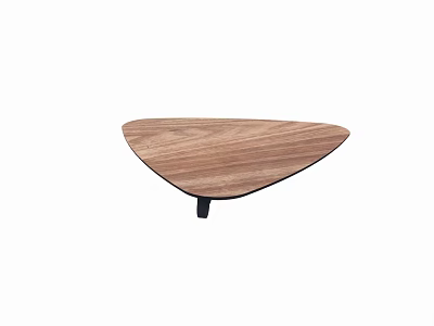 Triangular Wooden Table and Chair Set with Black Stand and Natural Wood Finish 3d model