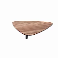 Triangular Wooden Table and Chair Set with Black Stand and Natural Wood Finish