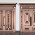 European-style double door copper door double door 3d model