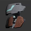 Futuristic Helmet Components With Metallic And Brown Designs On White Background