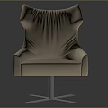 Modern Leather Single Chair With Unique Pleated Backrest And Metal Star Base