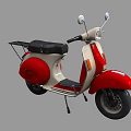Vintage Red and White Scooter with Black Seat and Rearview Mirrors Classic Design