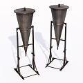 Vintage Conical Metal Kitchen Tools With Sturdy Iron Stands For Cooking Use