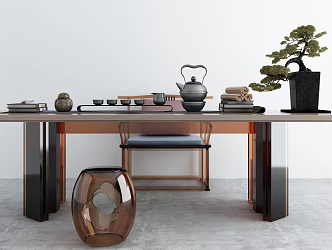 New Chinese Tea Table and Chair 3d model