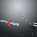Industrial Mechanical Equipment with Extended Metal Arm and Orange Control Unit on Platform