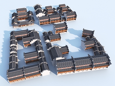 Chinese Ancient Building Group Chinese Commercial Street Ancient Town 3d model