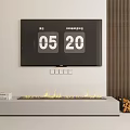 Modern Fireplace Featuring TV Screen Time Date Display Control Panel Flame Effect Wood Logs And Books 3d model