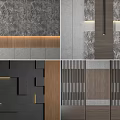 Modern Background Wall Designs with Marble Texture Wooden Panels and LED Lighting Strips