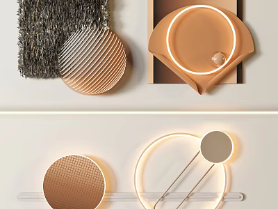 Modern Circular Wall Decor With Textured Metal And Lighted Accents For Home 3d model