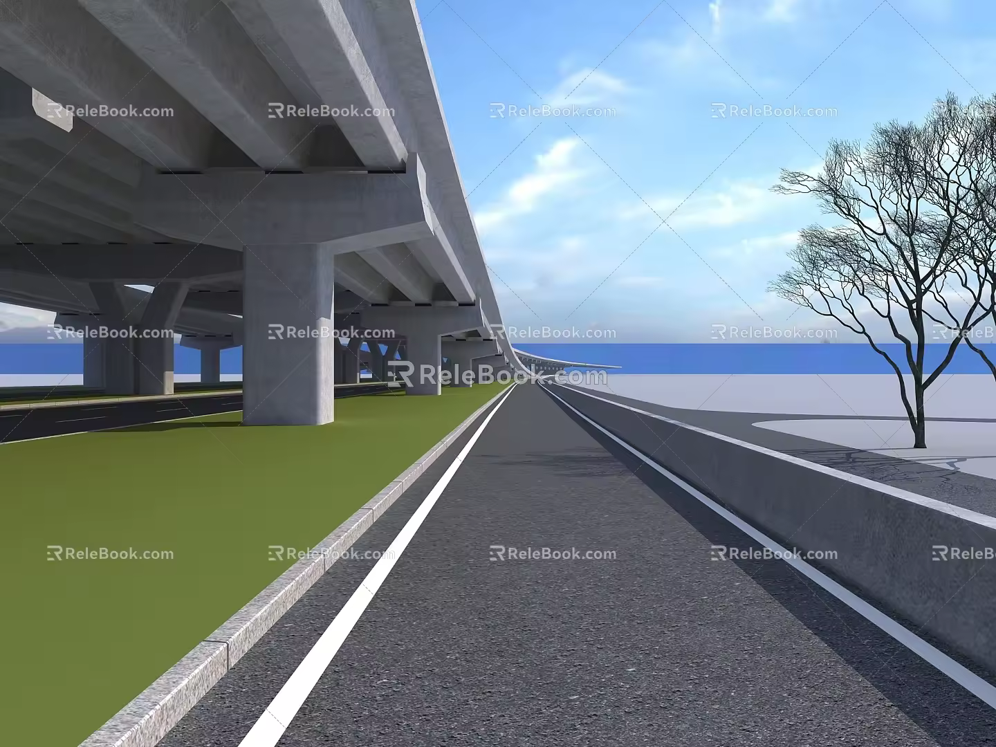 modern elevated structure elevated ramp 3d model