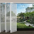 Modern folding door cream shutter folding door cream partition cream gate 3d model