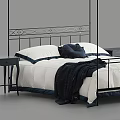 Modern Metal Four Poster Double Bed With White Bedding And Nightstands