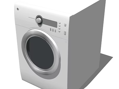 Front Loading White Washing Machine With Digital Display Knob And Buttons 3d model