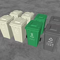 Public Facility Multi Colored Trash Bins For Waste Sorting And Recycling 3d model