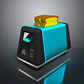 Modern Tefal Blue Black Toaster With Freshly Toasted Bread Slices 3d model
