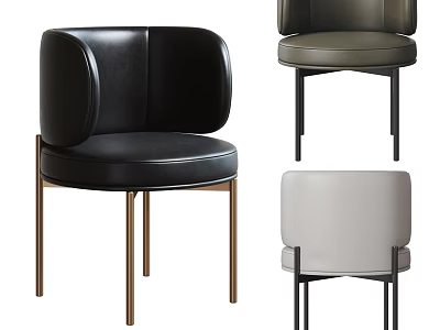 Modern Leather Leisure Chair With Black Grey Beige Colors And Metal Legs 3d model