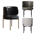 Modern Leather Leisure Chair With Black Grey Beige Colors And Metal Legs