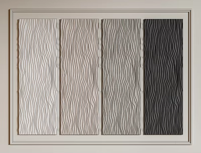 Elegant Wall Panels With Wave Pattern In Beige Brown And Black Tones 3d model