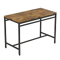 Sturdy Dining Table Set with Wooden Tabletop and Black Metal Frame 3d model