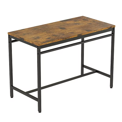 Sturdy Dining Table Set with Wooden Tabletop and Black Metal Frame 3d model