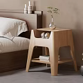 Minimalist Wooden Nightstand Design With Bedside Plant Vase And Books