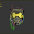 Futuristic Tactical Helmet With Yellow Goggles Gray Frame And Breathing Tube