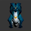 Blue Horned Dragon Mythical Creature Standing With Golden Accents And Smooth Scales