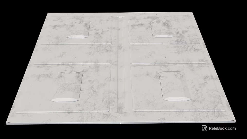White Square Industrial Equipment Panel With Four Circular Recesses For Manufacturing 3d model 