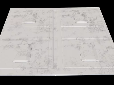 White Square Industrial Equipment Panel With Four Circular Recesses For Manufacturing 3d model