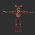 Red Mechanical Fox Game Movie Character With Sharp Teeth And Hook Arm