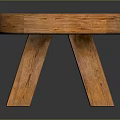 Wooden Round Stool with Three Solid Legs Natural Wood Texture Rustic Home Furniture