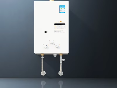 White Wall Mounted Water Heater As Essential Household Appliance With Control Knobs 3d model
