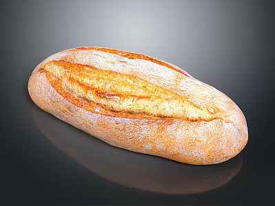 Freshly Baked Artisan Bread With Golden Crust And Soft Interior 3d model