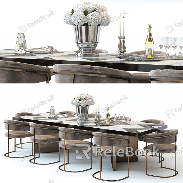 Light Luxury Dining Table and Chair Combination Dining Table and Chair Tableware model