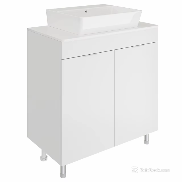 Modern White Bathroom Vanity With Cabinet Countertop And Sleek Design 3d model 