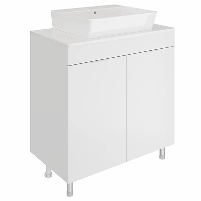 Modern White Bathroom Vanity With Cabinet Countertop And Sleek Design 3d model