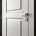 Modern White Hinged Door With Two Panel Design Against Dark Wall 3d model