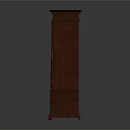 Red Carved Wooden Cabinet With Glass Doors And Multiple Storage Shelves