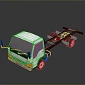 White Truck Chassis 3D Rendered with Detailed Frame and Wheels