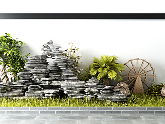 New Chinese style landscape sketch stone rockery 3d model