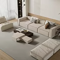 Modern sofa coffee table combination home 3d model