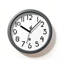 Round Wall Mounted Clock With Black Frame White Dial And Black Numbers And Hands